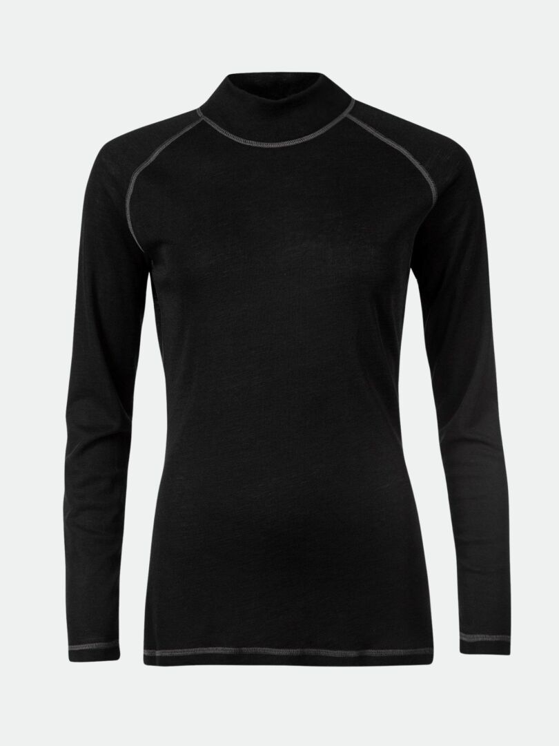 Halti Neva Merino Merino Kerrasto Naisten on istuva musta pitkähihainen paita, joka sopii erinomaisesti aktiiviseen ulkoiluun.