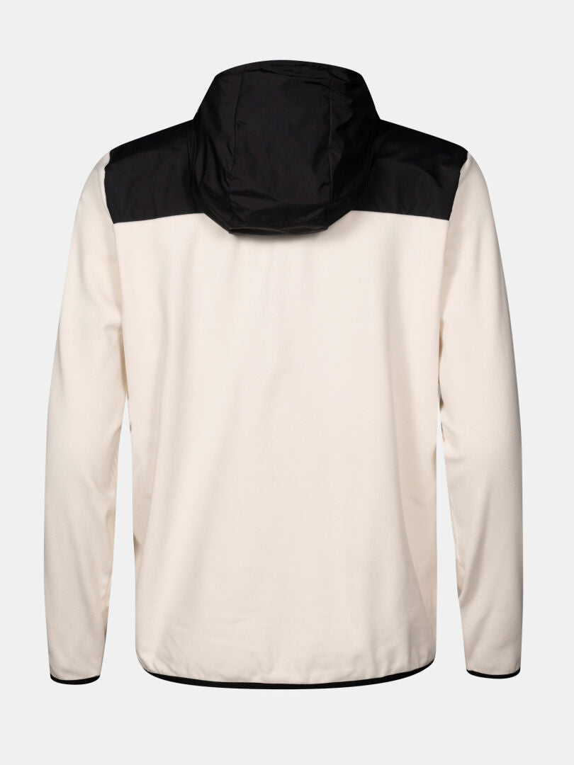 Halti Rockmoon Fleecehuppari Naisten takakuva luonnonvalkoisena mustalla hupulla, ihanteellinen ulkoiluvaatteet.