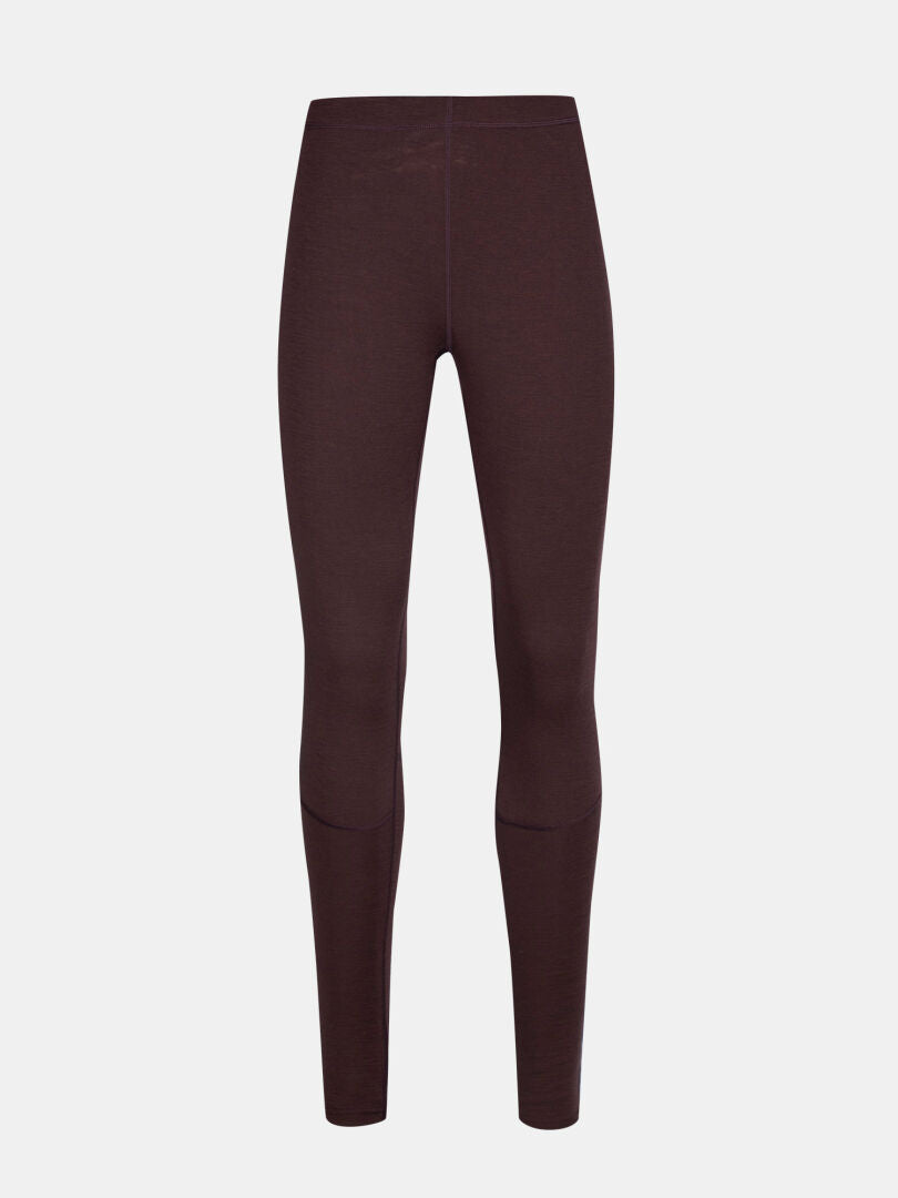 Halti Hossa II Merino Kerrasto Naisten-korkeavyötäröiset, täyspitkät tummanruskeat leggingsit, ihanteelliset lämpöalusasuiksi.